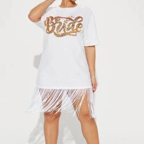 Sequin Bride Fringe Shirt Dress - Picture 2 of 5